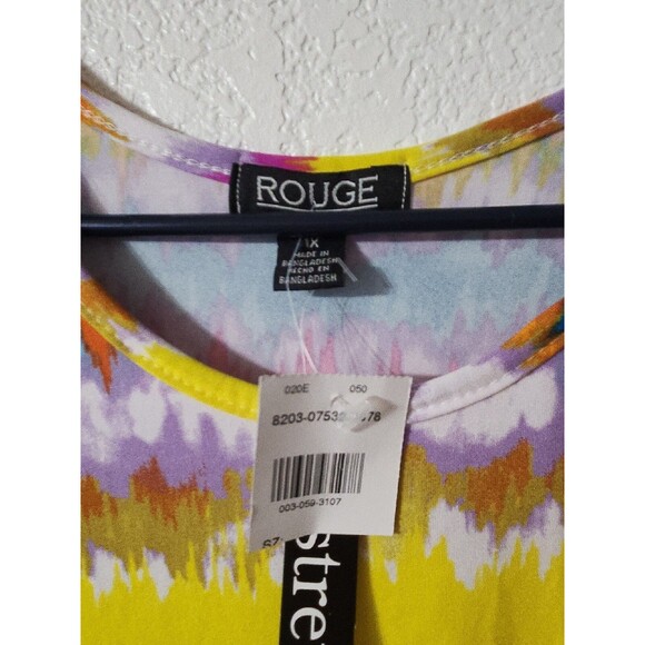 New Tie Dye Dress Women's 1X Plus Stretch Rainbow Multicolored Travel Rogue - Picture 5 of 9